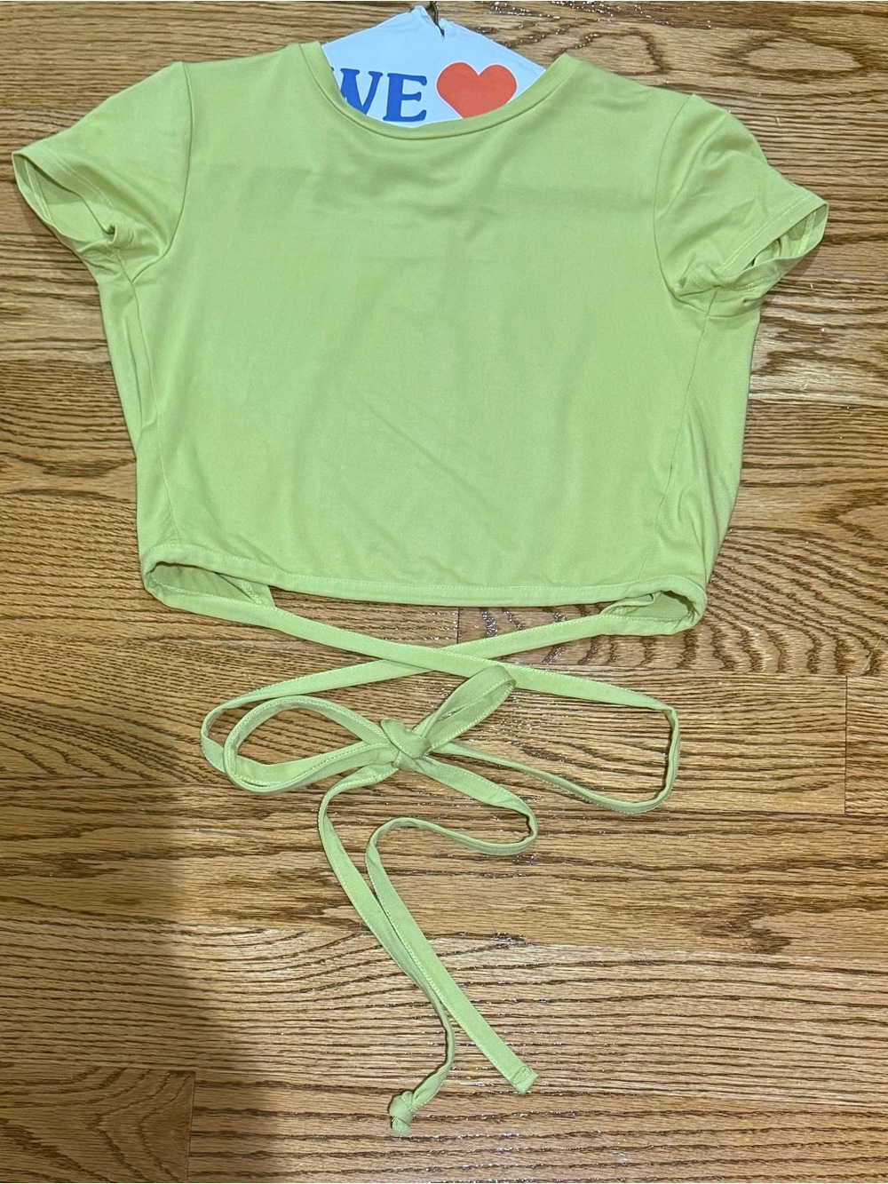 Garage Lime Green Short Sleeve Tie-Back Crop Top